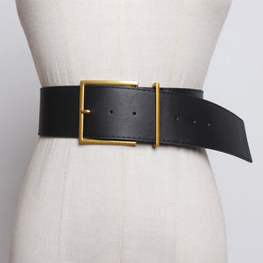 Leather wide belt