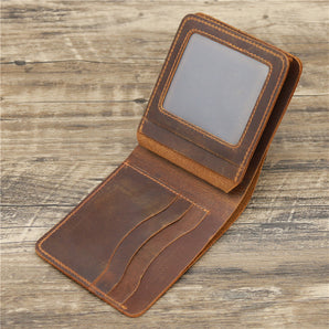 Men's Retro Rough Tri-fold Cowhide Wallet