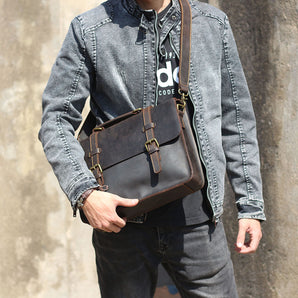 Men leather Shoulder Messenger Bag