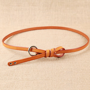 Round button top leather belt