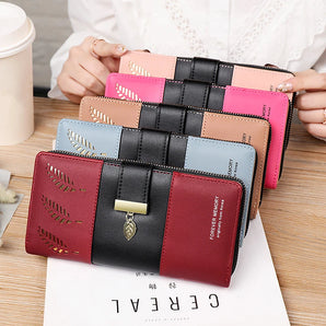 Hollow Leaves PU Leather Women's Long Wallet