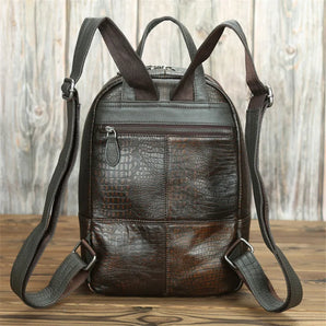 High Quality Vintage Top Grain Colorful Genuine Leather Women's Backpack