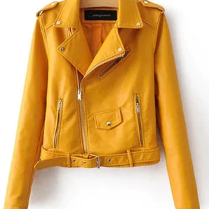 Autumn New Short Faux Soft Leather Jacket Women Fashion