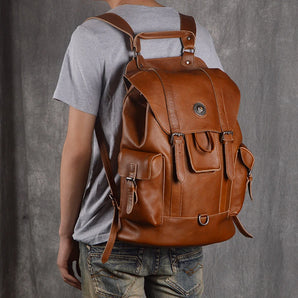 Leatherfocus Multifunctional  Retro Large Capacity Backpacks