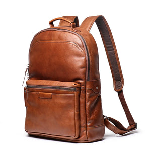 Men's Genuine Leather Multifunction Computer Backpack