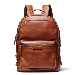 Men's Genuine Leather Multifunction Computer Backpack