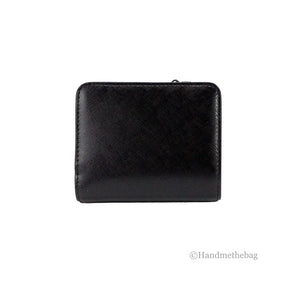 Marc Jacobs Mini Black Leather Compact Coin Pouch Wallet