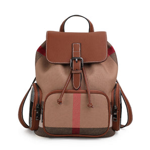 Women's Classic Plaid Leather Backpack