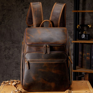 Cowhide Vintage Men's Leather  Backpack