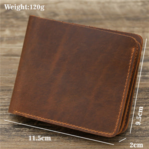 Men's Retro Rough Tri-fold Cowhide Wallet