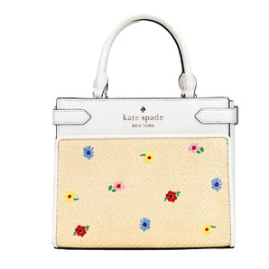 Kate Spade Staci Small Garden Bouquet Straw Leather Satchel