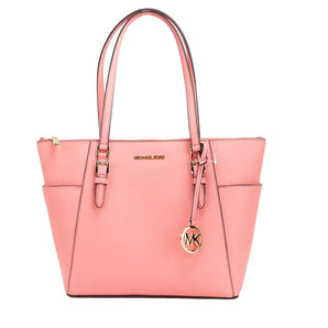 Michael Kors Charlotte Leather Tea Rose Shoulder Tote